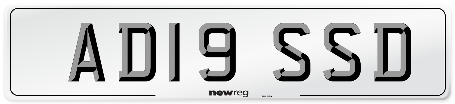 AD19 SSD Number Plate from New Reg